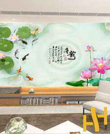 Giấy Dán Tường Hàn Quốc 3D Tranh Cá Chép