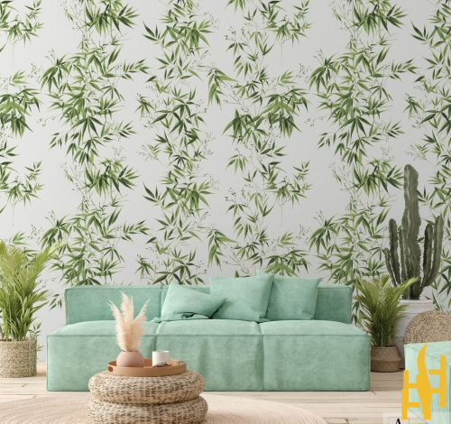 Giấy Dán Tường Hàn Quốc Lá Trúc Đẹp